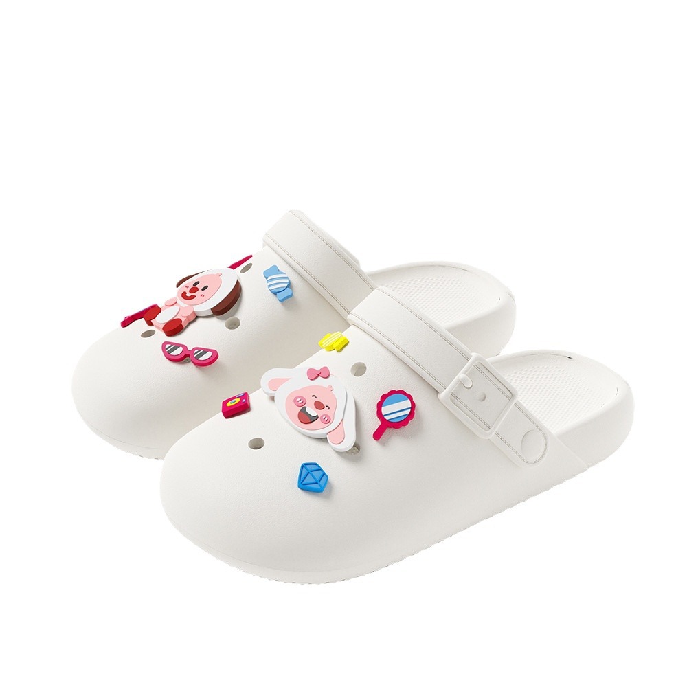 Crocs de sola grossa 2026 novas mulheres verão outerwear antiderrapante sapatos de praia com sensação de merda sandálias e chinelos baotou para homem