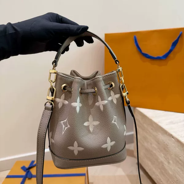 Cross-Border Original Label Chip Version 2026 New Model Donkey Elephant Gray Nano Noe Bucket Bag Genuine Leather Shoulder Crossbody Bag