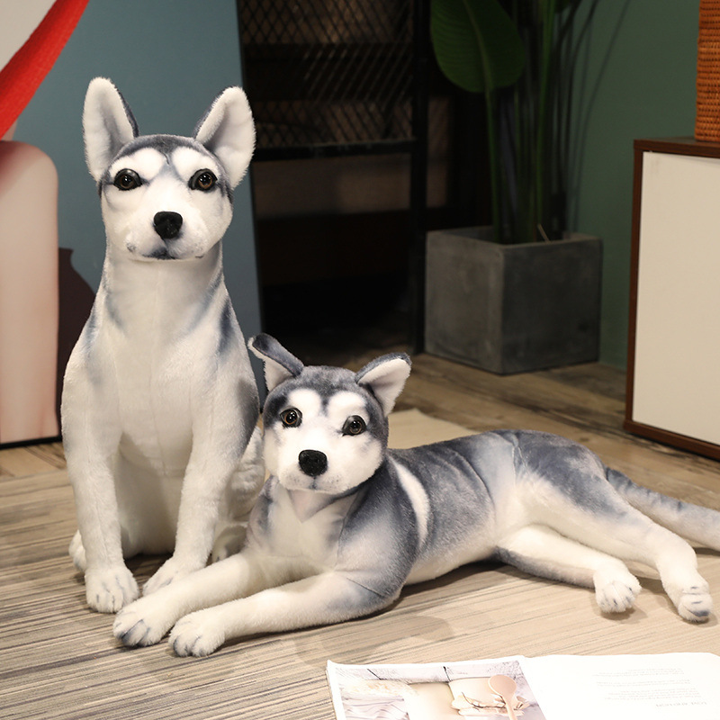Husky juguete de peluche simulación perro muñeca decoración la Sala grande dos ha almohada chica