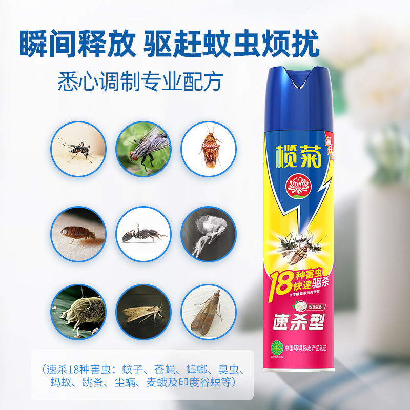 Elemene chrysanthemum rose fragrance insecticidal spray 300/500ml to remove mosquitoes, flies, fleas, cockroaches, ants, aerosol genuine