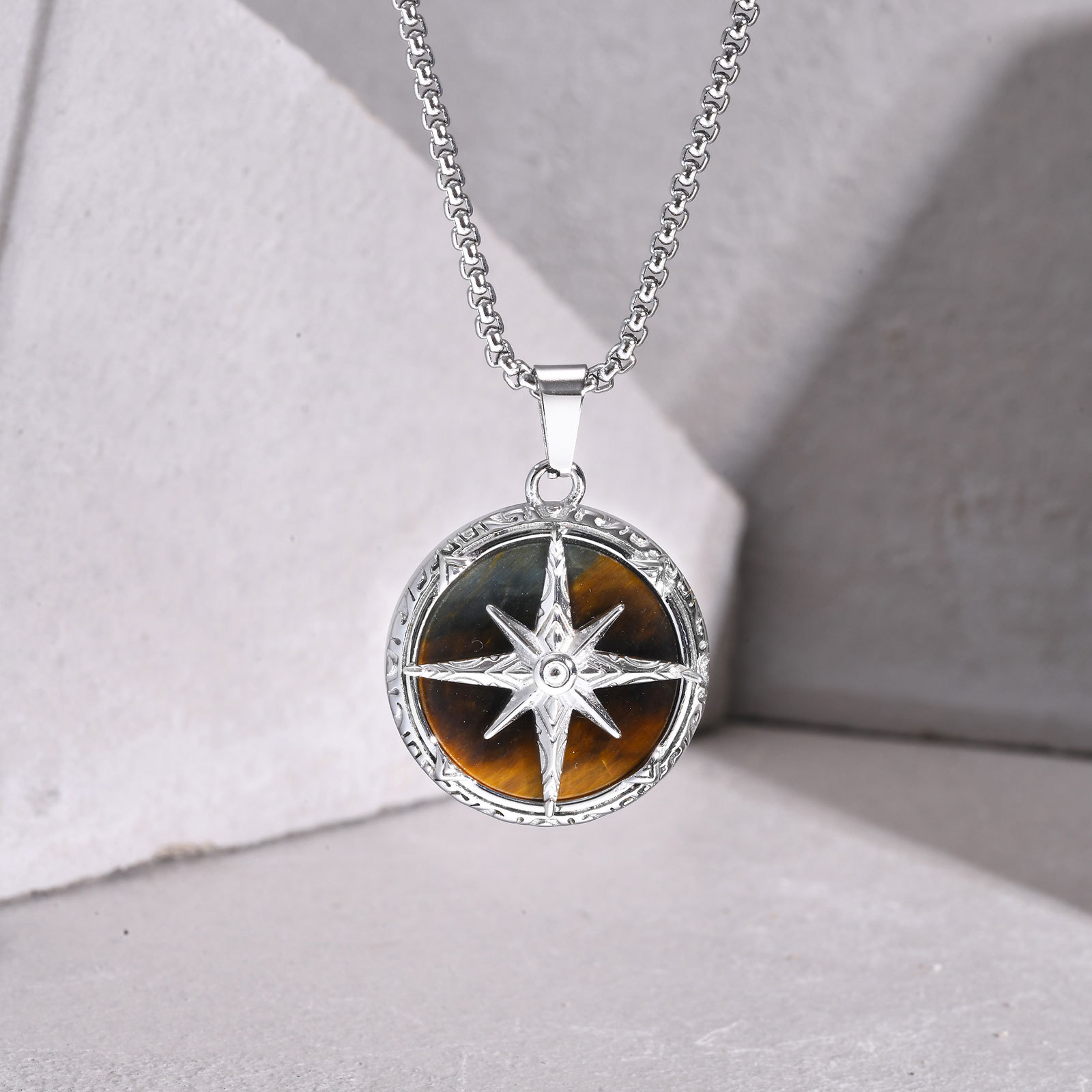 11g Weight Pendant Jewelry Making Type 304 Stainless Steel Chain Material 1 Piece Quantity Daily, Street Occasion 304 Stainless Steel Material Eight awn star Pattern All Seasons Season Men's Gender Hip-Hop, Streetwear Style Hip-Hop Streetwear Eight Awn Star 304 Stainless Steel Men's Men Pendant Necklaces 3