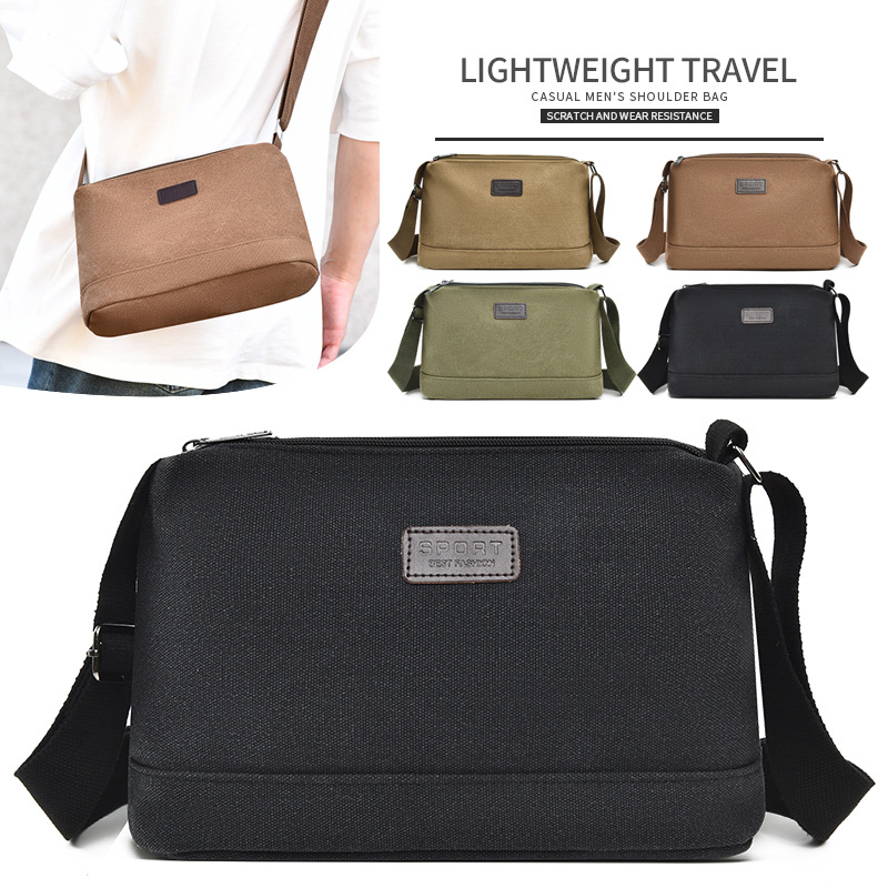 Transfronterizo nuevo tipo de bolso de lona para hombres, bolso de hombro urbano simple y casual, gran capacidad, bolso de moda ligero