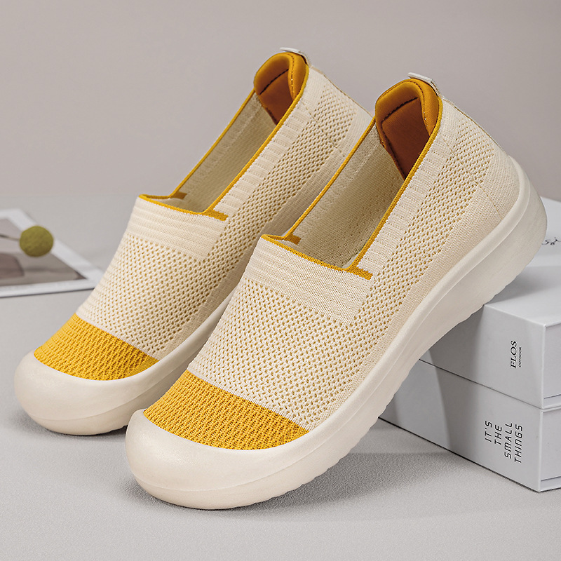 Zapatos de mujer, nuevo estilo de primavera, zapatos de tela transpirable con tejido ligero, zapatos de malla con boca poco profunda, zapatos casuales ligeros de poliuretano, venta al por mayor image 4