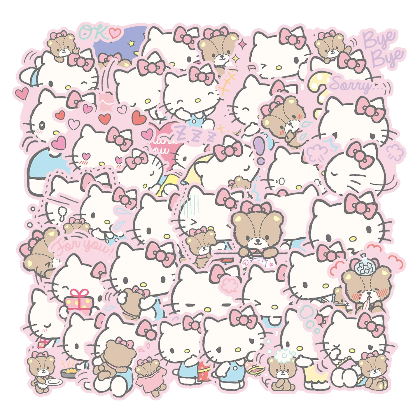 Принт Hello Kitty, светоотражающая неоновая розово-фиолетовая водостойкая наклейка, чемодан, канцелярские товары, скейтборд, шлем, 40, новая коллекция