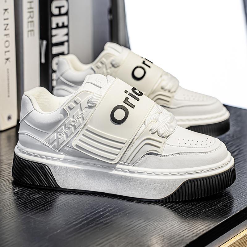 Una pieza de zapatos de hombre verano nueva tendencia casual zapatos de skate con velcro versión coreana de zapatos blancos deportivos de suela gruesa