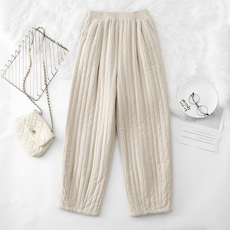 Real Shot of Winter Straight-Leg Pants, Vintage Striped Slim-Fit Versatile Quilted Casual Pants, Cotton-Linen Thickened Warm Cotton Pants for Women Real Shot of Winter Straight-Leg Pants, Vintage Striped Slim-Fit Versatile Quilted Casual Pants, Cotton-Linen Thickened Warm Cotton Pants for Women
