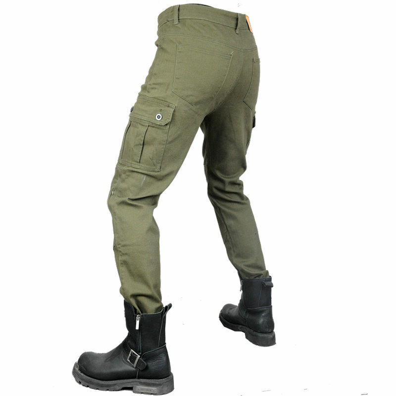 Volero motocicleta jeans hombres motocicleta multi-bolsa overoles tobillo-atado pantalones anti-caída equipo de protección estándar