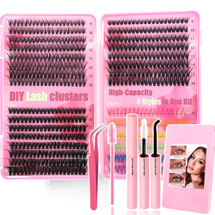 European and American Cross-Border Segmented Eyelashes False Eyelashes Set Eyelashes Flat New Book Color Single Cluster Hair Curling