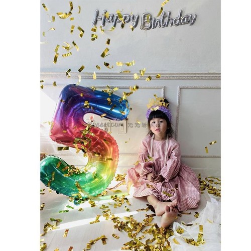 A947 children boys and girls birthday scene layout ins gradient rainbow 40-inch large digital decoration dress up for photos