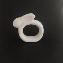 陶瓷复活节兔子餐巾圈白色兔子陶瓷餐巾环复活节春天纸巾环