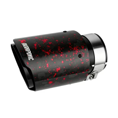 Exhaust pipe: satin carbon fiber silver blue - inner-diameter-60-89-black-tube-red-foil