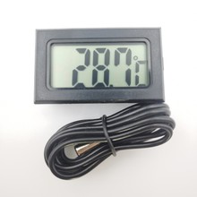 嵌入式温度计水族鱼缸宠物箱冰箱数显探头防水带按键电子温度计表