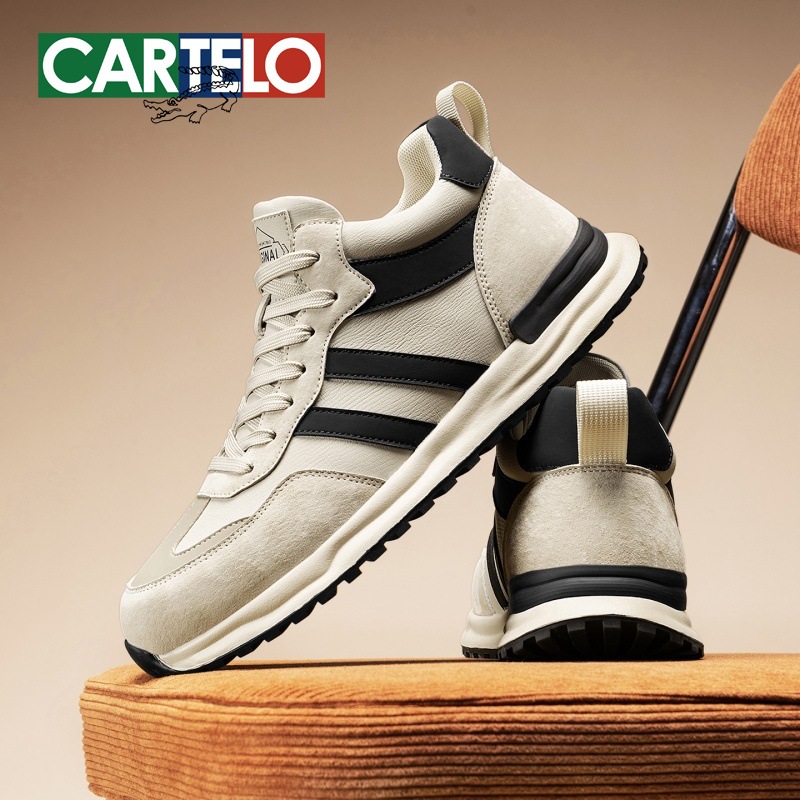 Men's Shoes Autum 2025 New Outdoor Genuine Leather Training Shoes Thick-Soled Sports and Leisure Forrest Gump Shoes Men's High-Top Sneakers