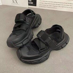 Dad Shoes for Women 2025 New Spring and Summer Versatile Thick-Soled Cut Out Breathable Velcro Casual White Sports Shoes