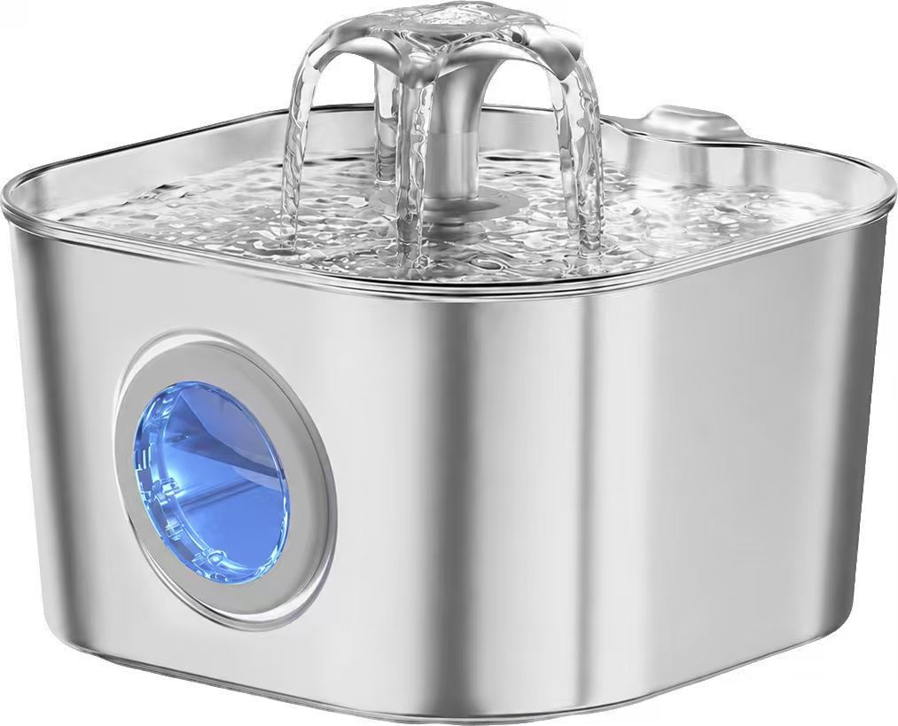 Fábrica de fuente 2.2L agua de acero inoxidable para mascotas filtración de circulación de carbón activado purificación de agua viva alimentador de agua para gatos y perros