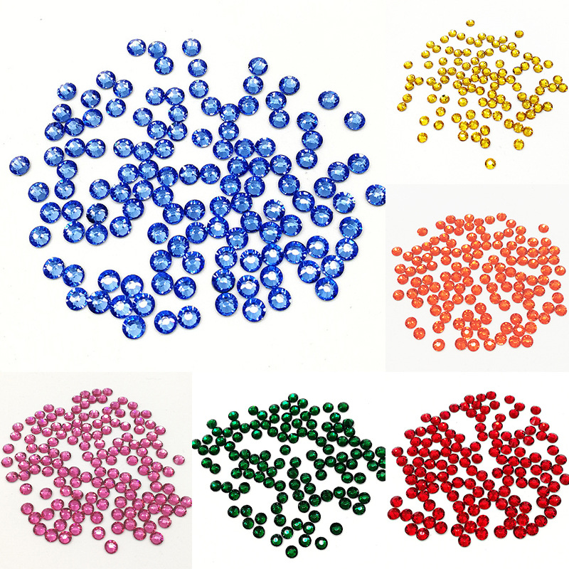 Color redondo taladro de fondo plano accesorios de ropa taladro de uñas accesorios taladro de vidrio DIY taladro de vidrio de color decoración manual