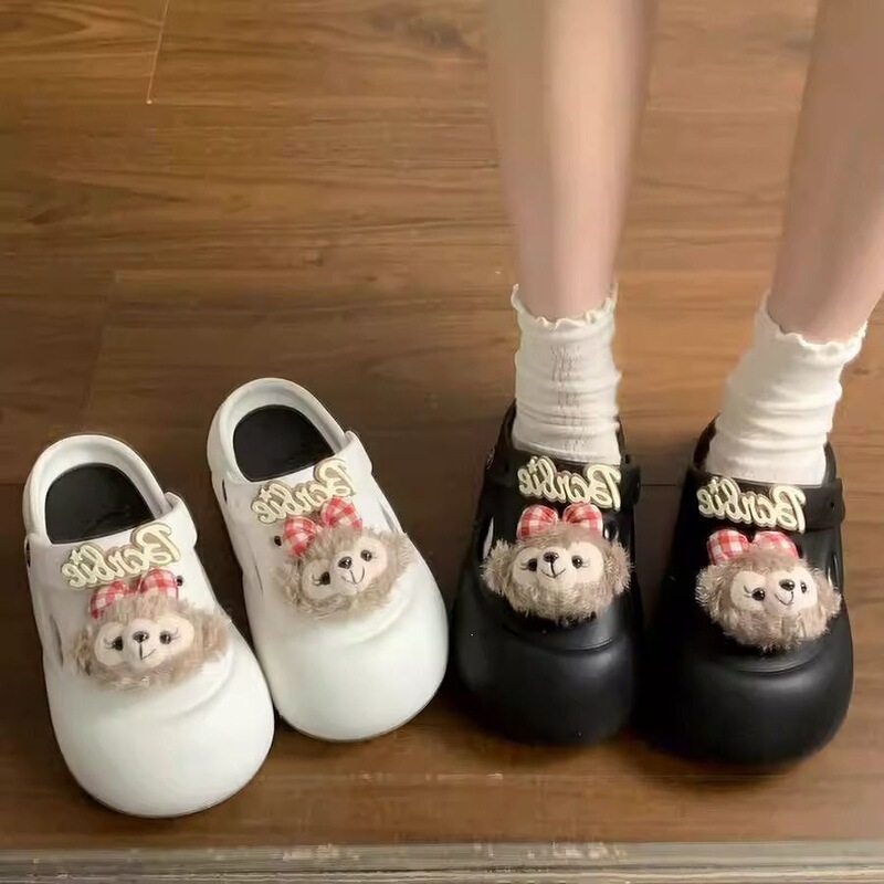 Thick-Soled Height-Increasing Clogs for Women, Cute Summer Outdoor Fashion Slippers with a Soft, Cushioned Feel, Non-Slip Beach Sandals, Closed-Toe Half Slippers