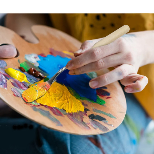 Stainless steel acrylic watercolor scraper, wooden handle painting color knife oil painting knife wholesale of student art supplies 