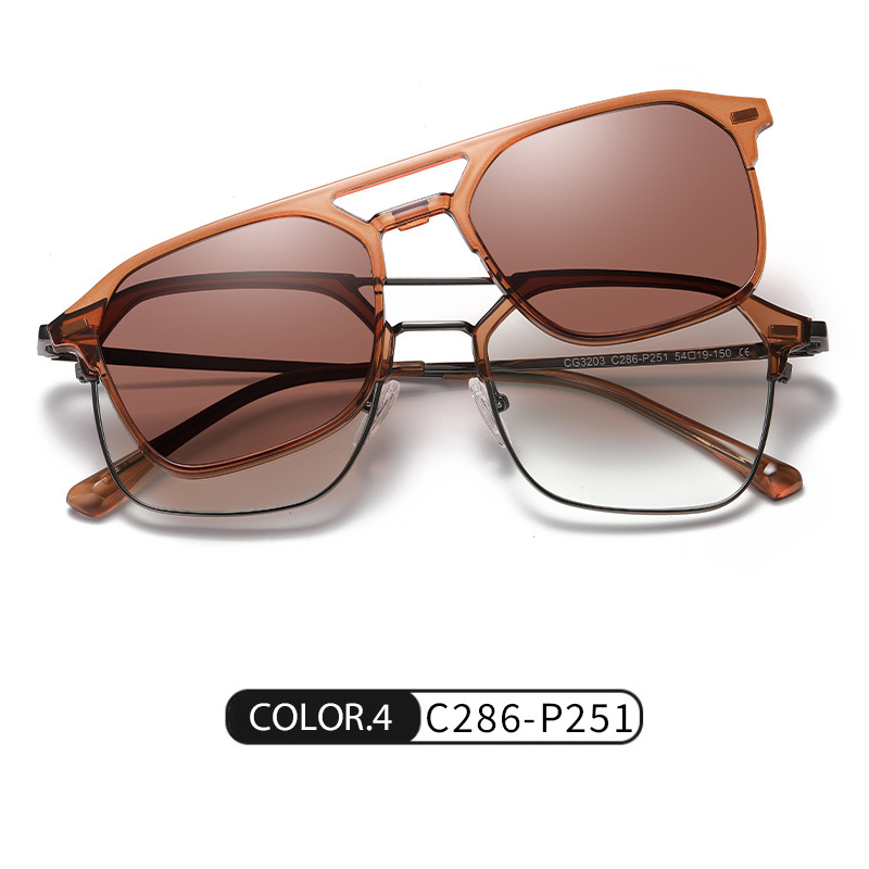 Las nuevas gafas de sol polarizadas magnéticas CG3203 se pueden equipar con gafas anti-luz azul de miopía, gafas de sol de montura cuadrada de doble viga de moda