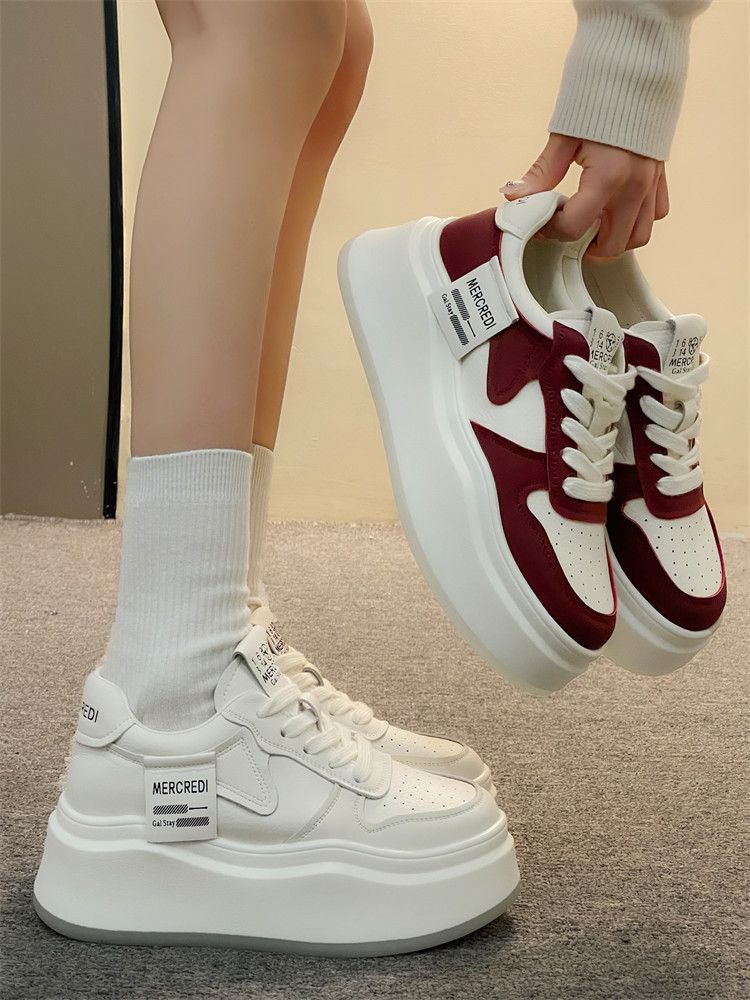 Baskets Femme Blanches Plateforme Sneakers Tendance Printemps Automne_voghion.com