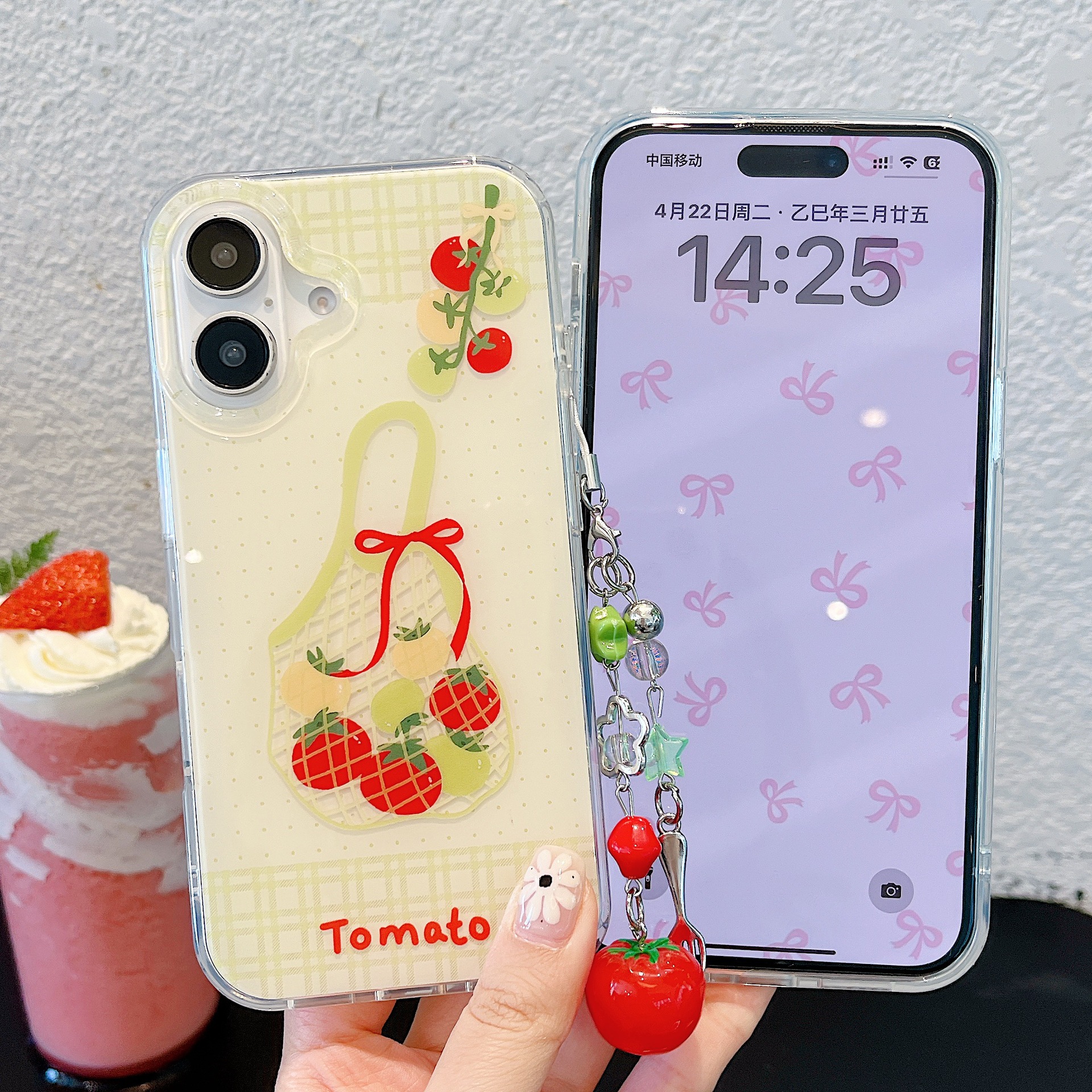 Bolsa de frutas simple de verano para Apple 16ProMax funda para teléfono 15/14 Nuevo colgante 15Pro 13 Pareja 16