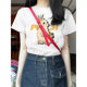 One-piece delivery raspberry color shoulder T-shirt summer new Korean style retro casual loose cotton short sleeve women's top
