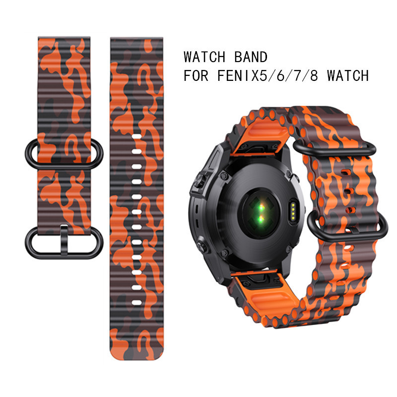 Suitable for Garmin Wave Pattern Garmin Fenix8 Quick Release Silicone Strap Fenix5/6/7 Marine Wristband