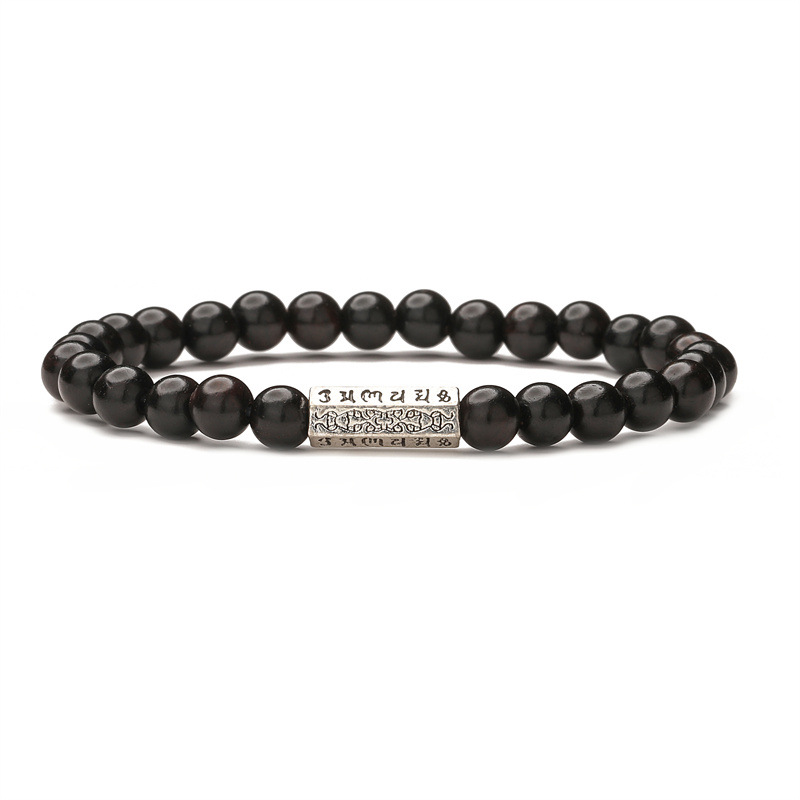 Nuevo estilo chino de 6MM piedra natural pulsera de cuentas mujeres ins nicho de lujo ligero cuerdas de madera elásticas pulsera joyería TEMU