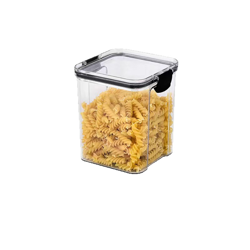 Grado alimenticio grano plástico sellado lata transparente superposición refrigerador caja de almacenamiento fresco snack caramelo lata de almacenamiento