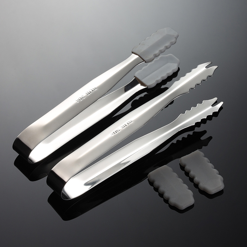 Aion 304 stainless steel silicone head small ice clip coffee sugar cube clip hotel tableware removable gift set