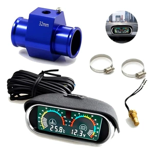 12V24V Universal Üfüqi LCD Elektron Su Temperaturu və Gərginlik Ölçən 32mm