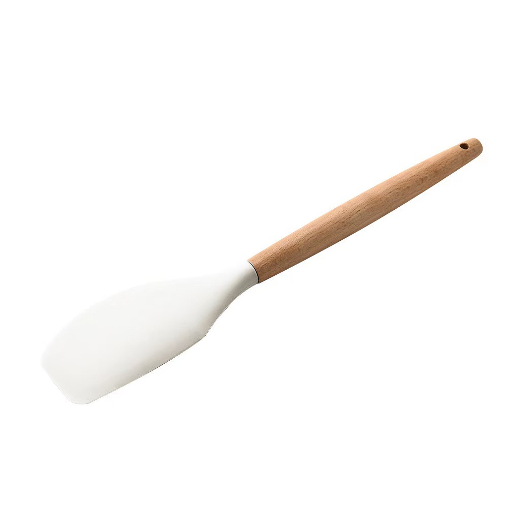 Espátula de Silicona para Cocina de Silicona de Grado Alimenticio y Madera Resistente a Altas Temperaturas y Antideslizante