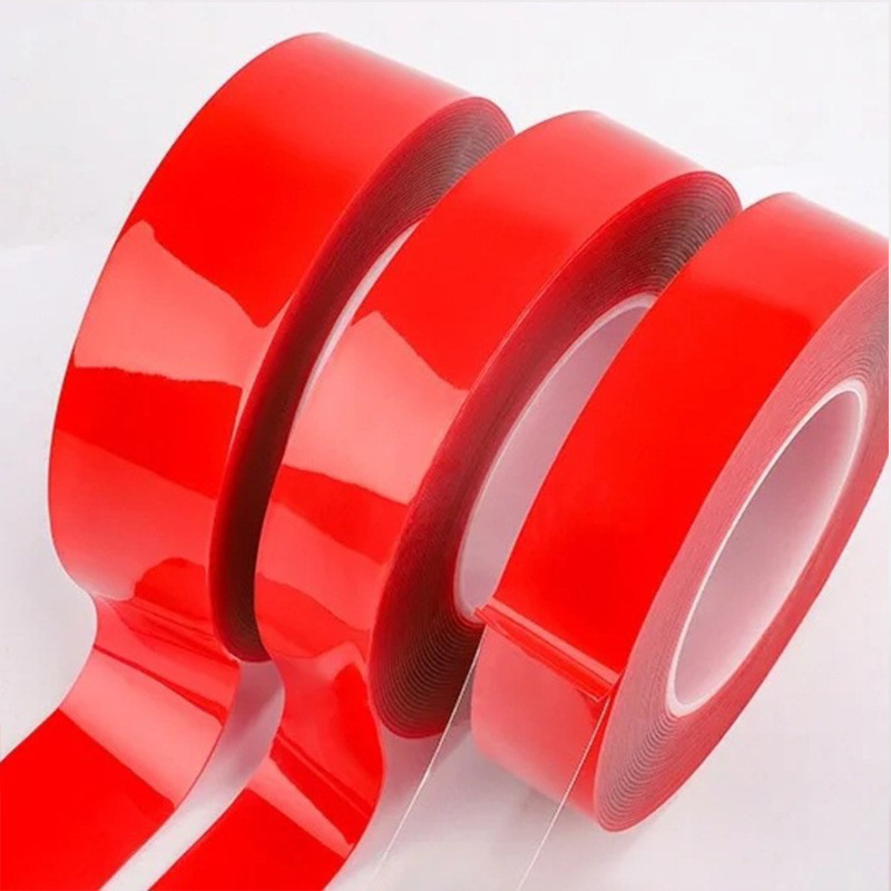 Película roja de doble cara, espuma de acrílico transparente para coche, pegamento no residual, pegatina mágica impermeable, nano cinta de velcro de alta viscosidad