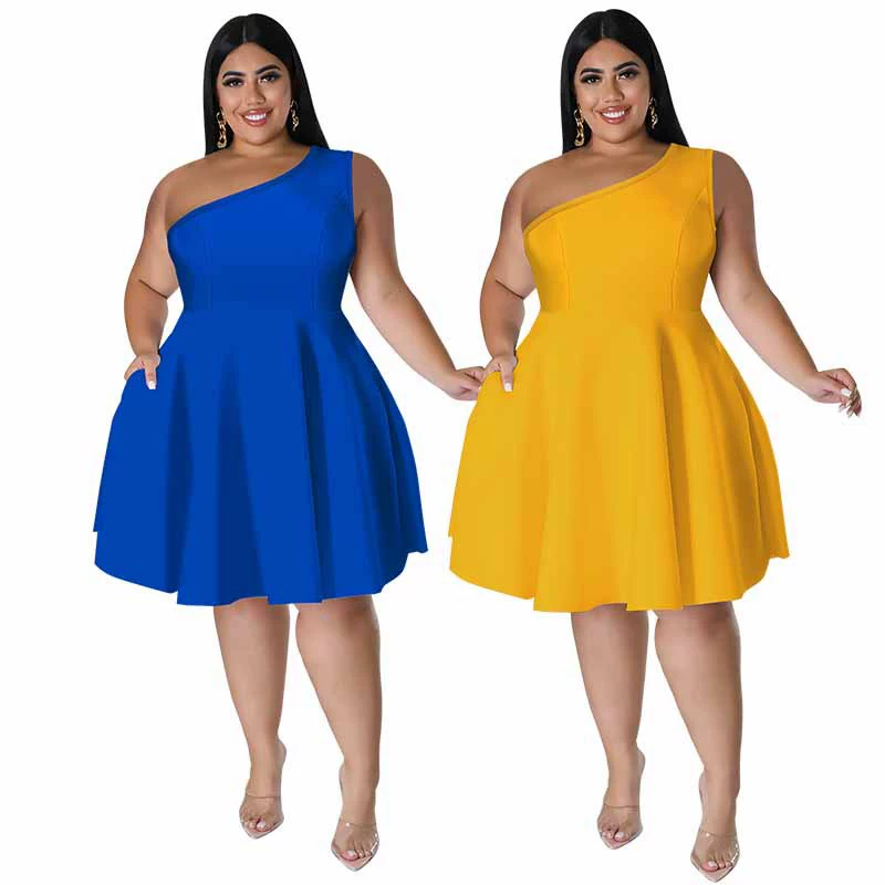 218703 Трансграничная европейская и американская женская одежда больших размеров Amazon, разноцветное платье без рукавов с большим подолом