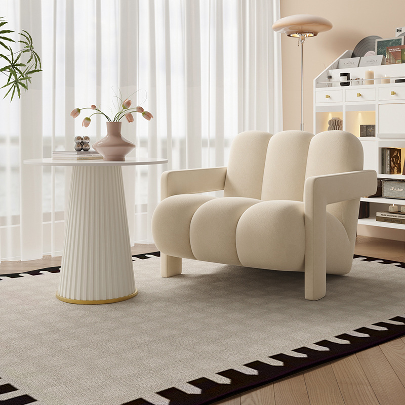 Cream Style Modern Simple Single Sofa Living Room Home Leisure Chair Beauty Salon Rest Area Reception Negotiation Table and Chairs