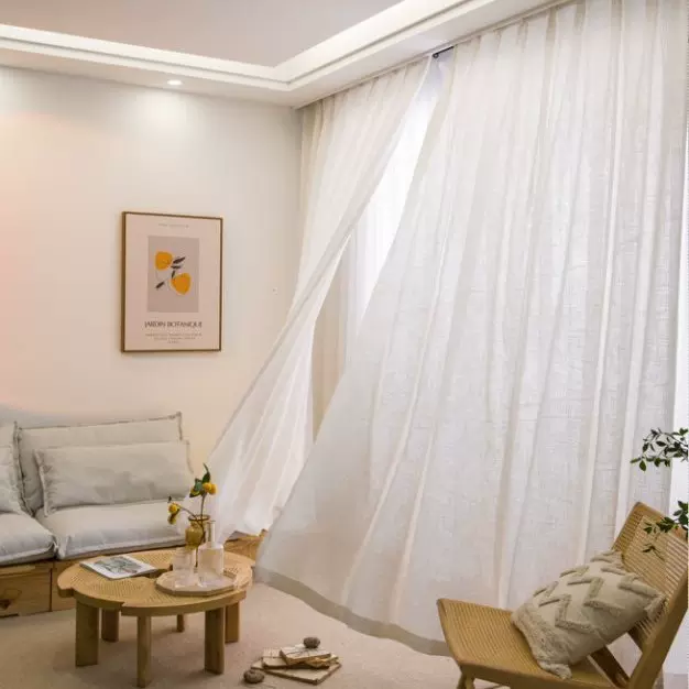 纱帘棉麻纳米纱加厚客厅卧室阳台原木风窗帘窗纱绍兴批发窗帘布料