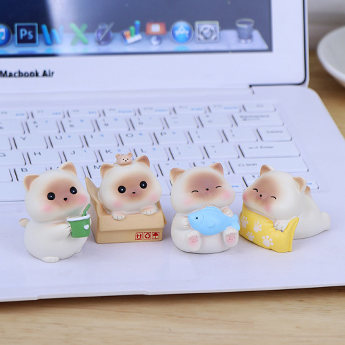 Cute mini cat ornaments office desktop decorations internet celebrity car interior center console decorations