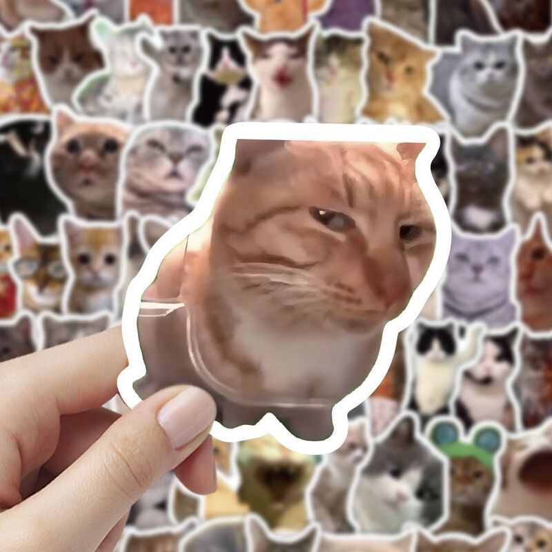 猫ミームステッカー300枚、かわいくて面白いゴーストキャットインスタイル絵文字、画像素材、手元帳ステッカー|undefined