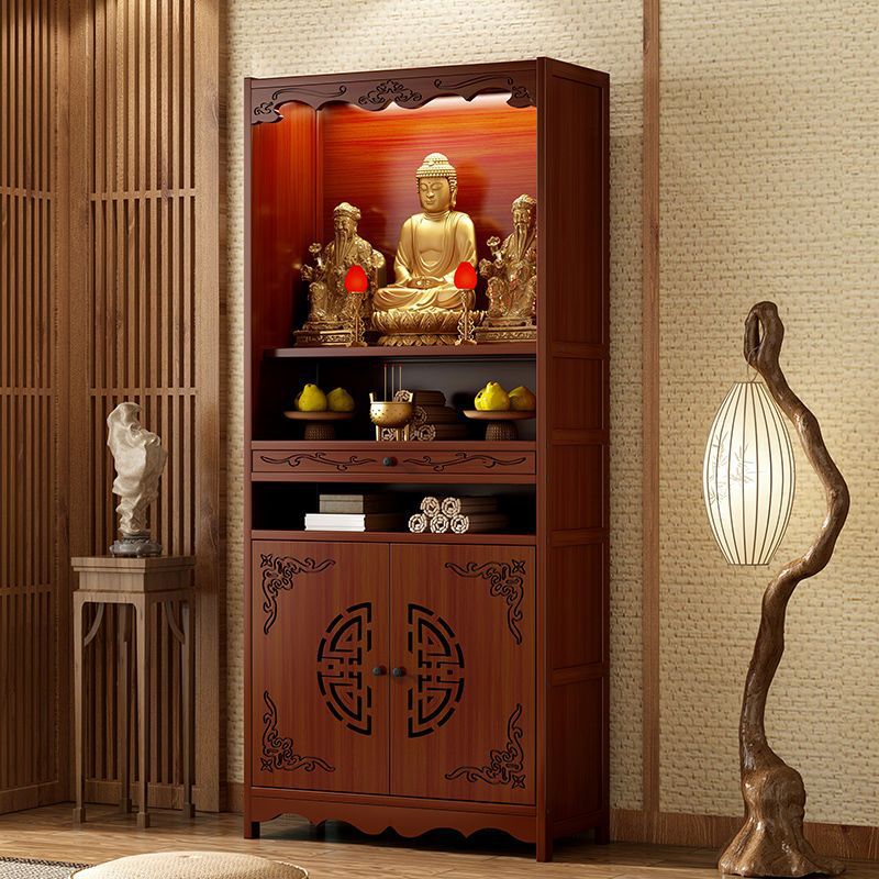 Chinese-Style Simple Offering Table Shrine Guanyin Bodhisattva Standing Cabinet God of Wealth Cabinet Altar Modern Household Incense Table