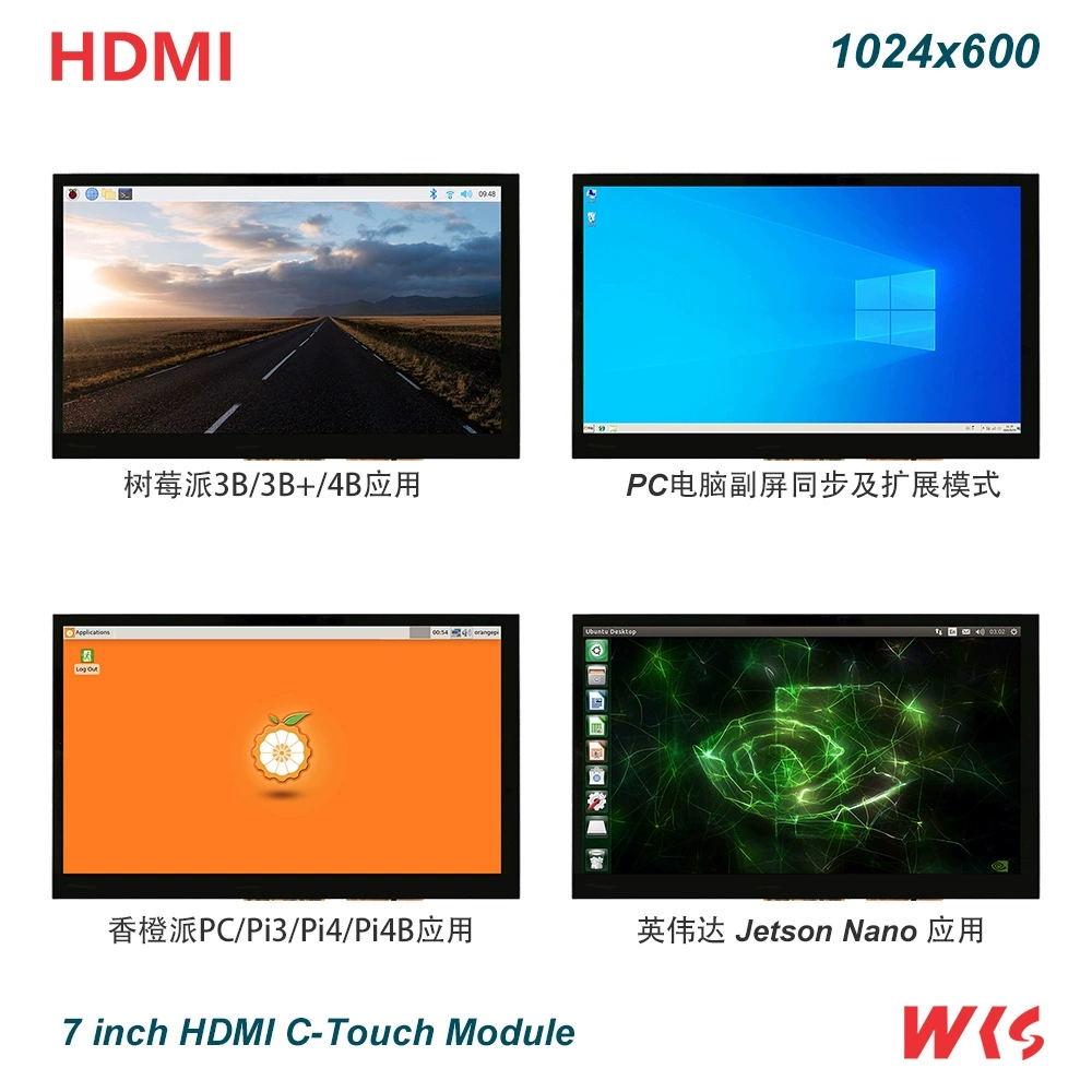 Raspberry Pi 7-дюймовый HDMI ёмкостной тач-экран 1024x600 HD емкостной дисплей мониторинг AIDA64 вторичный экран