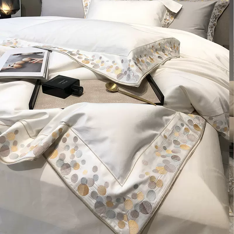 高端轻奢风A类新疆140支长绒棉四件套全纯棉贡缎新款床单床上用品