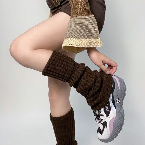 New autumn and winter knitted thick woolen lengthened thigh socks over the knee leg warmers sweet and cool pile socks jk Japanese socks