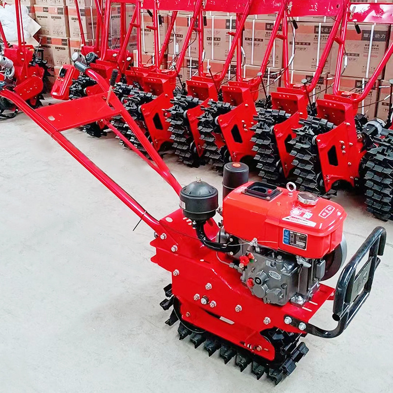链轨式微耕机履带链轨轮汽油柴油机动力微耕机开沟播种施肥耕地机