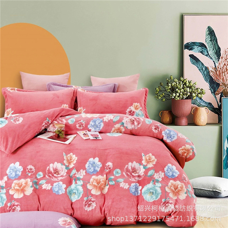 厂家直供2.5米宽幅加厚印花牛奶绒 冬季热销保暖牛奶绒面料