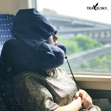 戶外旅行坐車充氣H型枕 便攜多功能頸椎枕頭午睡飛機火車護頸枕