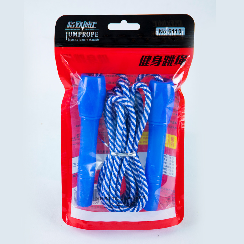 6110 cuerda de salto de acondicionamiento físico entrenamiento de niños prueba física cuerda de salto de algodón longitud ajustable cuerda deportiva