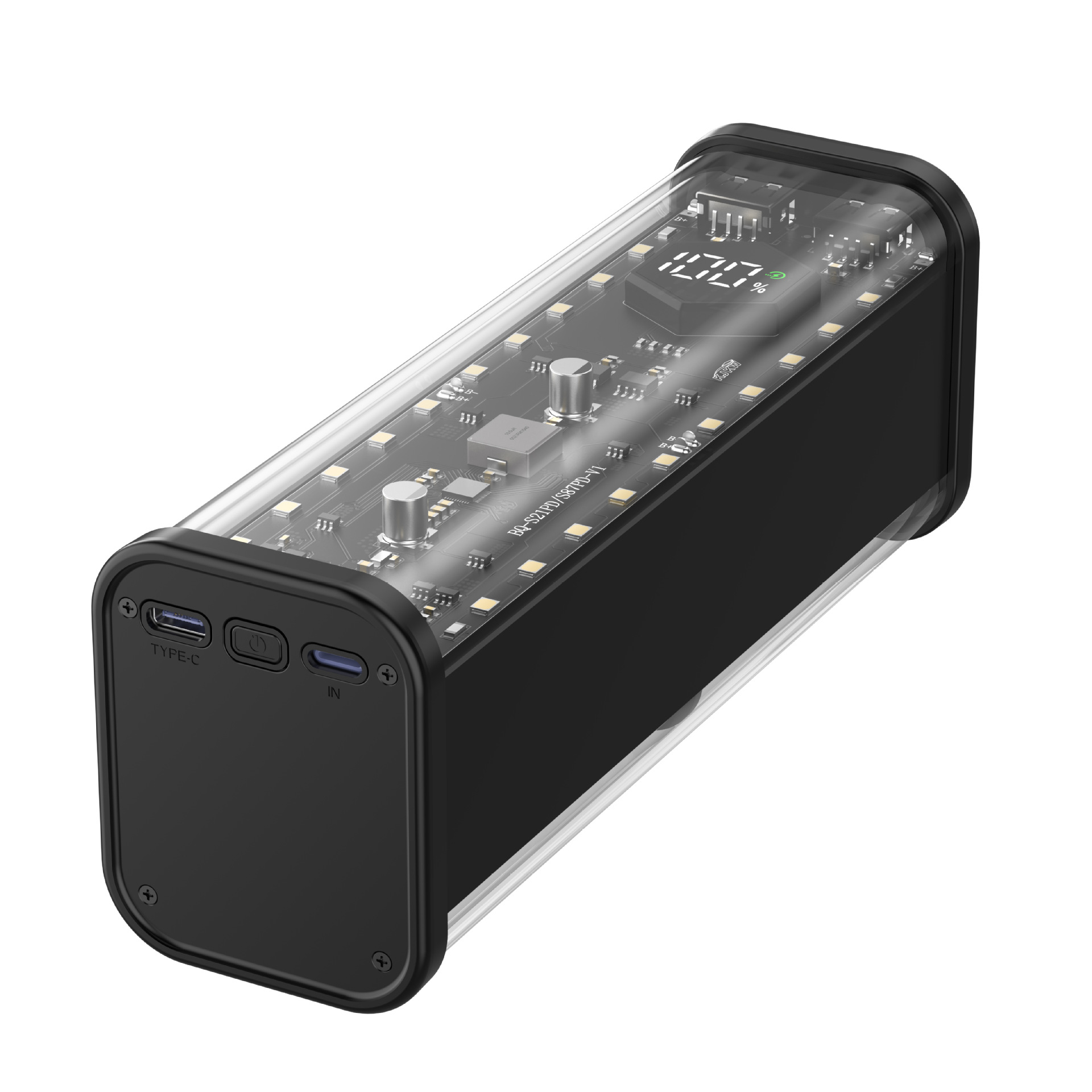 Paquete de energía móvil de 8 secciones 21700 sin soldadura, carcasa de banco de energía transparente, carga rápida, carga flash, caja de batería, kit