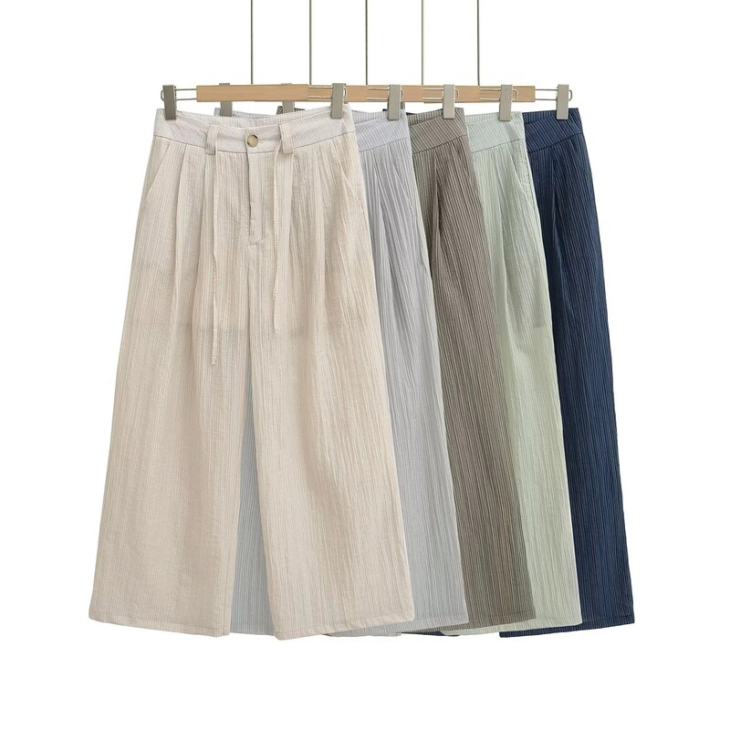 25 New Textured Soft Single Pleat ~ Summer Thin Straight Casual Pants Loose Versatile Yamamoto Pants Wide-Leg Straight