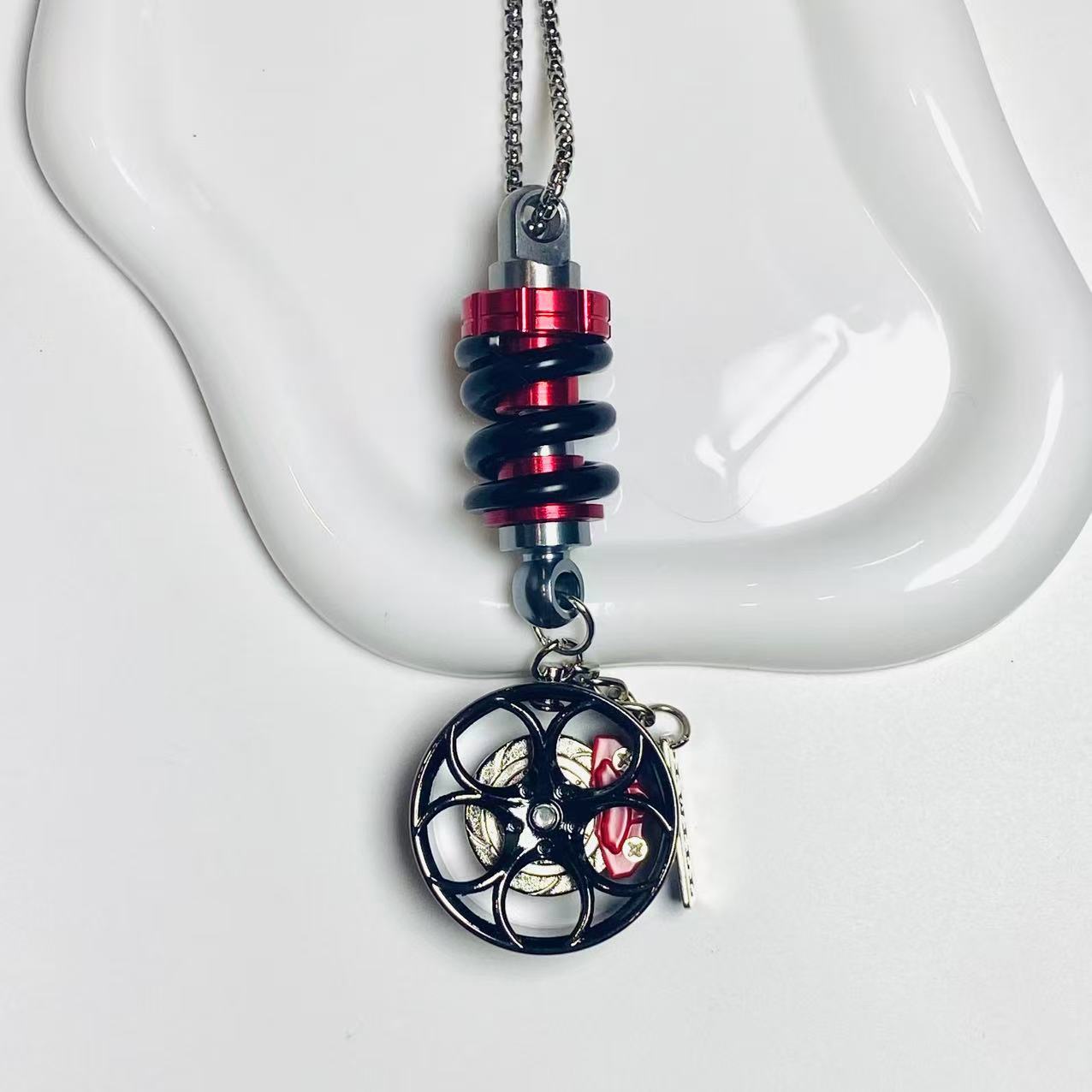 Cross-Border New Car Pendants, Car Interior Accessories, Trendy Metal Modified Wheels, Car Pendants, Rearview Mirror Pendants