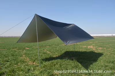 Avtomobil yan çətirləri — Camping Sunscreen Rainproof Canopy - black-3-meters-3-meters-8-wind-ropes-8-ground-2-poles